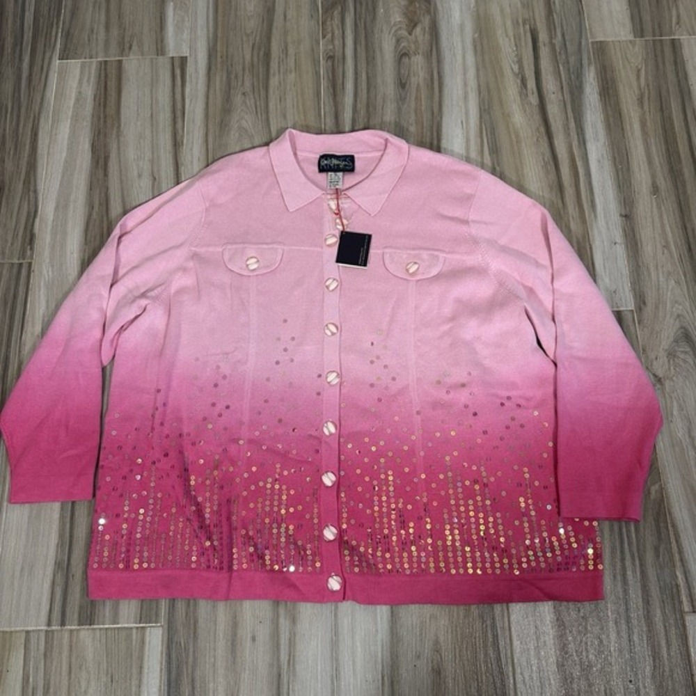 NWT CAROL PATTERSON Knits Sweater Women's Size 3x Pink Sequin Embellished Casual